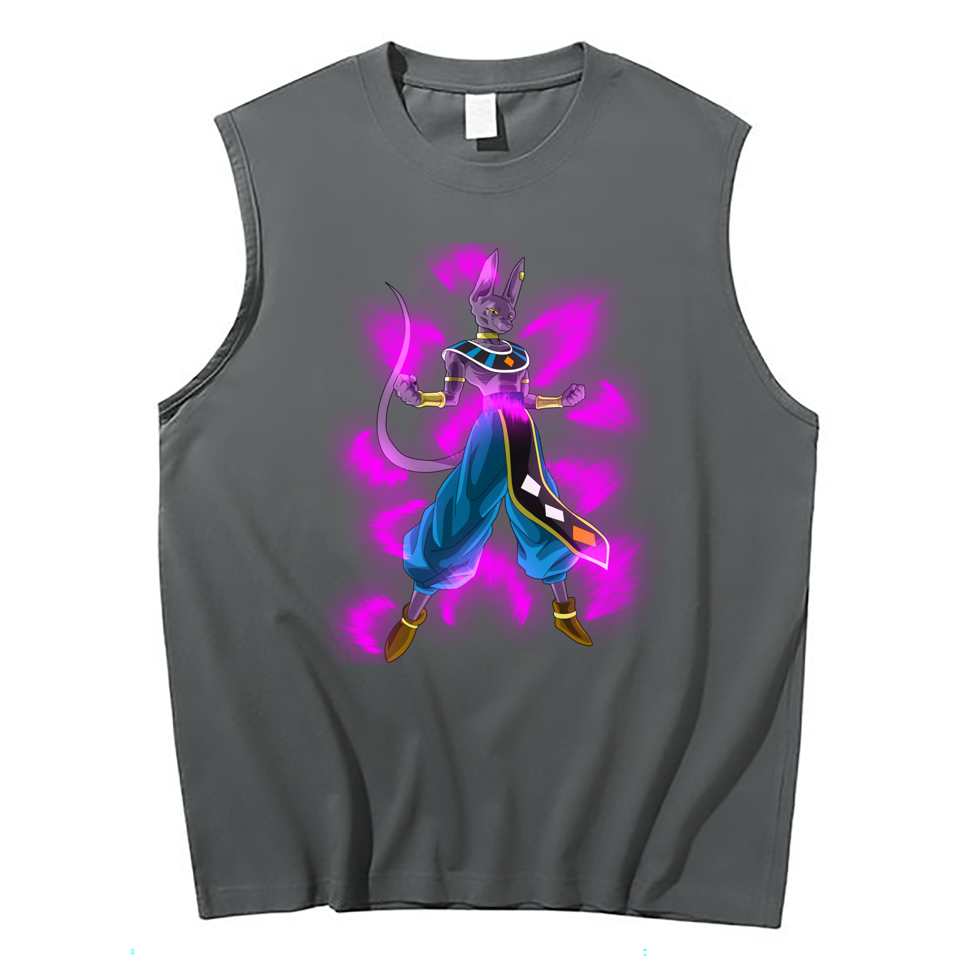（画像用） ドラゴンボール ビルス 破壊神ビルス DRAGON BALL Beerus Birusu コットン100％タンクトップ（フロントプリント）